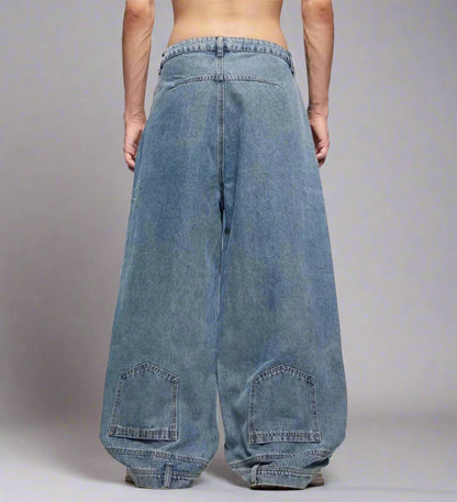 Stolo Clothing Co STARCHILD  Unisex Reversed Pocket Baggy Faded Blue Jeans