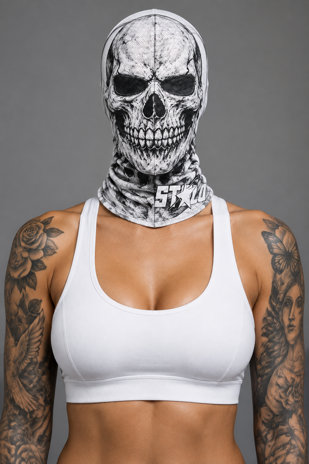 White skull mask portrait retry