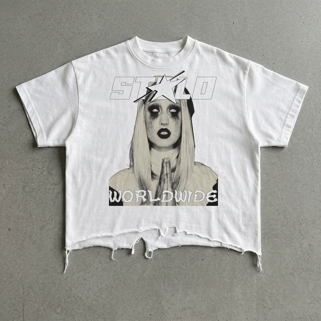 White STOLO Worldwide tee concrete-floor product photo
