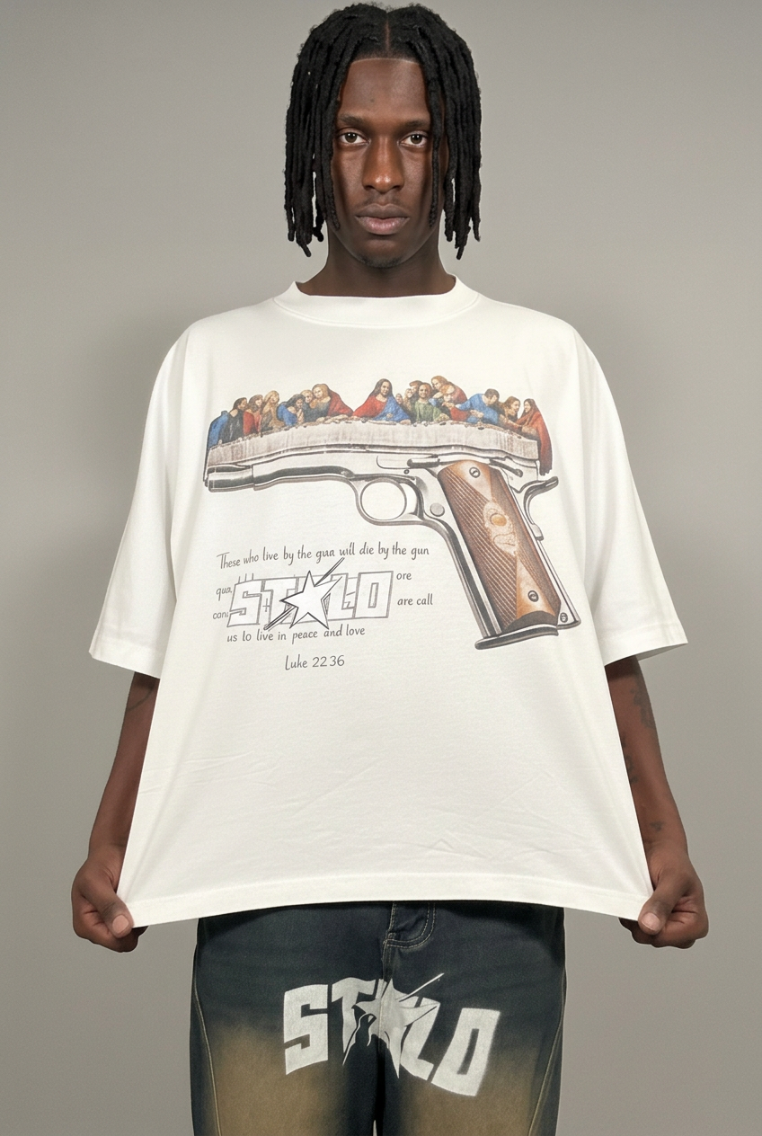 White tee close-up model face edit