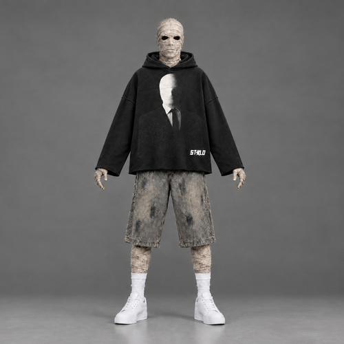 Wide front-view mummy outfit campaign